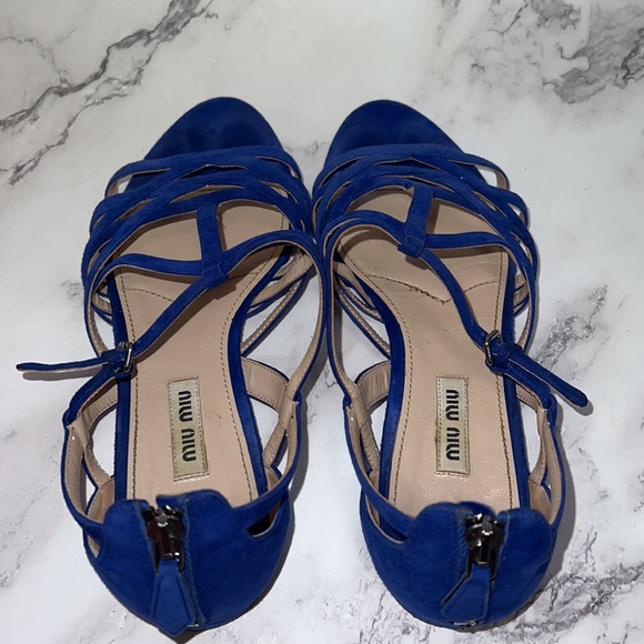 Miu Miu Strappy Suede Flat Sandals - Picture 3 of 6